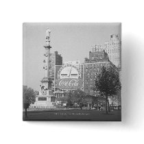 Statue on american city square B&W Buttons