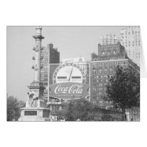 Statue on american city square B&W Card