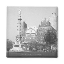 Statue on american city square B&W Refrigerator Magnets