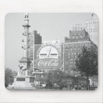 Statue on american city square B&W Mouse Pad