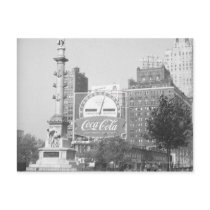 Statue on american city square B&W Post Card