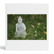 statue on leaf covered lawn 3 ring binders