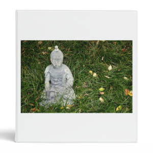 statue on leaf covered lawn 3 ring binders
