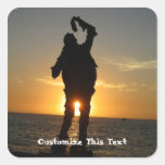 Statue Silhouette; Customizable Square Stickers