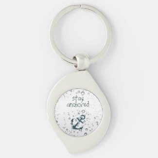 STAY ANCHORED Motivational Silver-Colored Swirl Metal Keychain