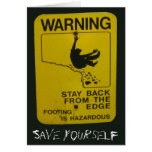Stay back from the edge -- guy falling cards