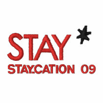 Stay-cation 2009 Women's POLO - White embroidered shirts by parkoutfitters Stay-cation 2009 Women's POLO - White embroidered shirts