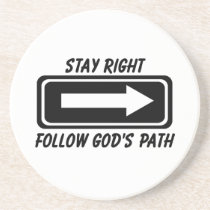 Stay right follow Gods path Christian street sign coasters
