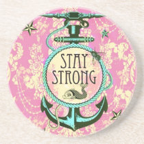 Stay Strong Nautical Art in retro color palette. coasters