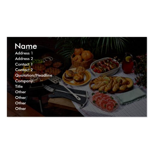 Steaks, burgers, chicken business card templates