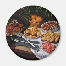 Steaks, burgers, chicken magnets