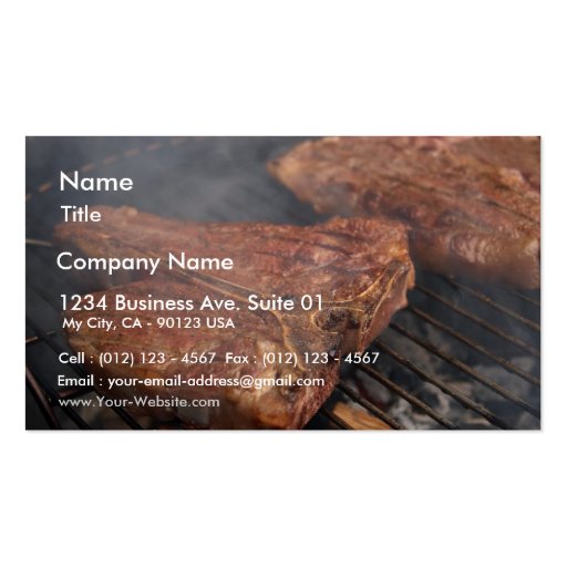Steaks Grilling Barbecue Grills Meat Business Card Template (front side)
