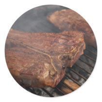 Steaks Grilling Barbecue Grills Meat Round Sticker