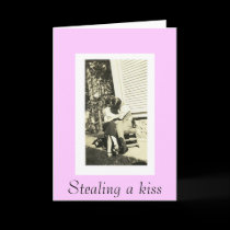 Stealing a kiss valentines day card