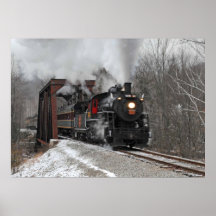 Steam and Snow Vintage Train Print