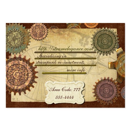Steam Elegance ANTIQUE COSTUME RE-INACT Business Card Template (back side)