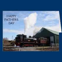 Steam Engine Happy Fathers Day Card cards