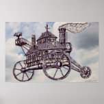 Steam engine house abstract graphic art poster