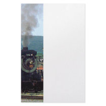 Steam Locomotive 3254 Coming into Train Yard Stationery Design