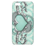 steam punk aqua damask and heart gears cluster