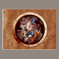Steam Punk Space Chimp Portal Postcard postcards