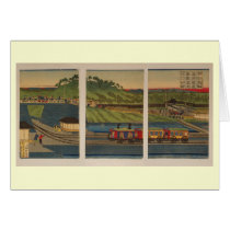 Steam train at Takanawa seashore, Tokyo cards by ZephyrusBooks Steam train at Takanawa seashore, Tokyo cards
