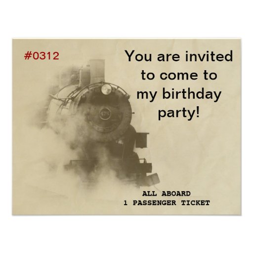 Steam Train Birthday Party Invitations