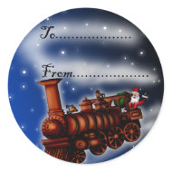 Steam Train Santa, gift tag sticker