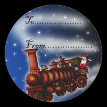 Steam Train Santa, gift tag stickers