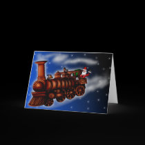 Steam Train Santa, greeting card