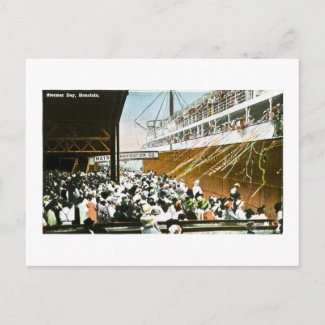 Steamer Day, Honolulu, Oahu, Hawaii postcard