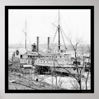 Steamer New York at Aiken's Landing 1865 print