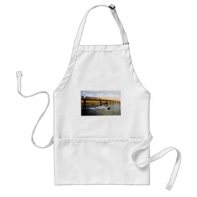 Steamer Passing Bridge, Ohio River, Cairo,Illinois Apron by