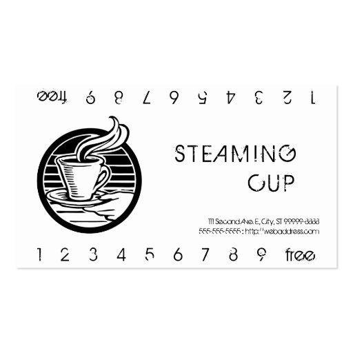 Steaming Cup in Hand Logo Punch Card Business Card