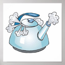 steaming tea pot kettle posters