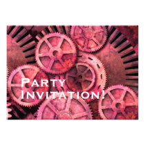 Steampink Steampunk Gears Custom Invitations