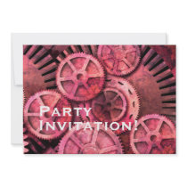 Steampink Steampunk Gears Custom Invitations