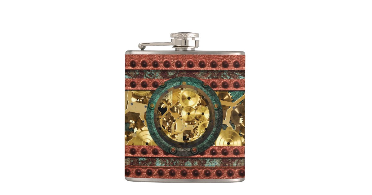Steampunk 4 Wrapped Flask Options Zazzle