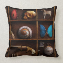 Steampunk - A box of curiosities Throw Pillows