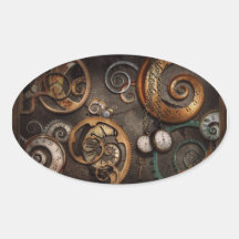 Steampunk - Abstract - Time is complicated Oval Stickers