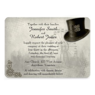 Steampunk Carnival Top Hat Wedding Invitation