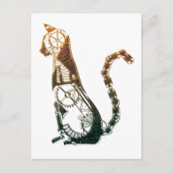 Steampunk cat postcards