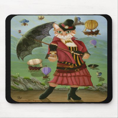 Steampunk Cat Victorian Gothic Fantasy Mousepad