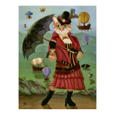 Steampunk Cat Victorian Portrait Gothic Art Print