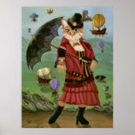 Steampunk Cat Victorian Portrait Gothic Art Print posters