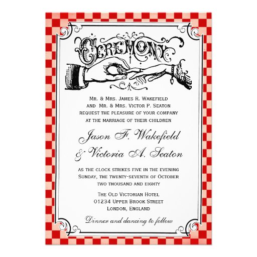 Steampunk Checkerboard Wedding Invitations