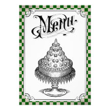 Steampunk Checkerboard Wedding Menu Cards