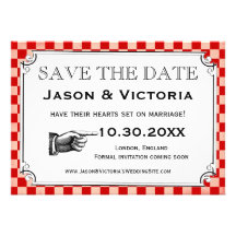 Steampunk Checkerboard Wedding Save the Date Cards