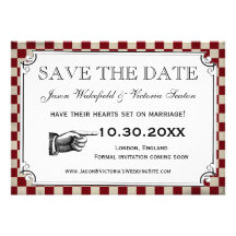 Steampunk Checkerboard Wedding Save the Date Cards