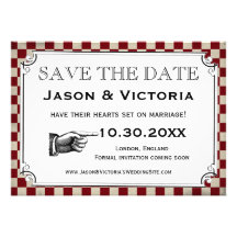 Steampunk Checkerboard Wedding Save the Date Cards